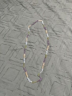 Multicolor Beaded Women's Necklace - Purple, Gold, Green, Silver